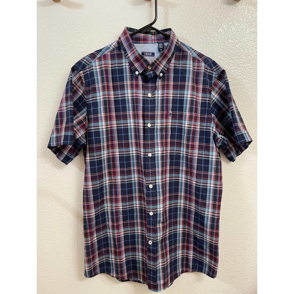 IZOD Large Plaid Short Sleeve Shirt - Size Large
